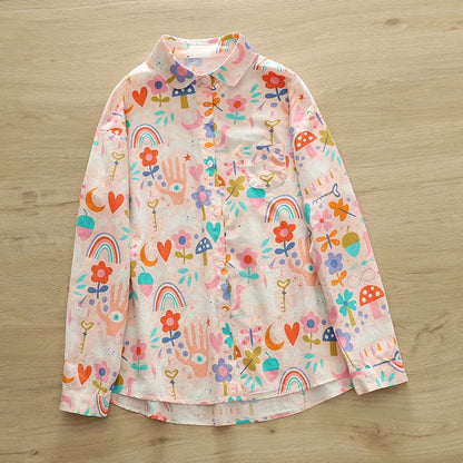 2026 Spring New Women Printed Shirts Long Sleeve Blouses Lazy Lady Tops Casual Female Clothes