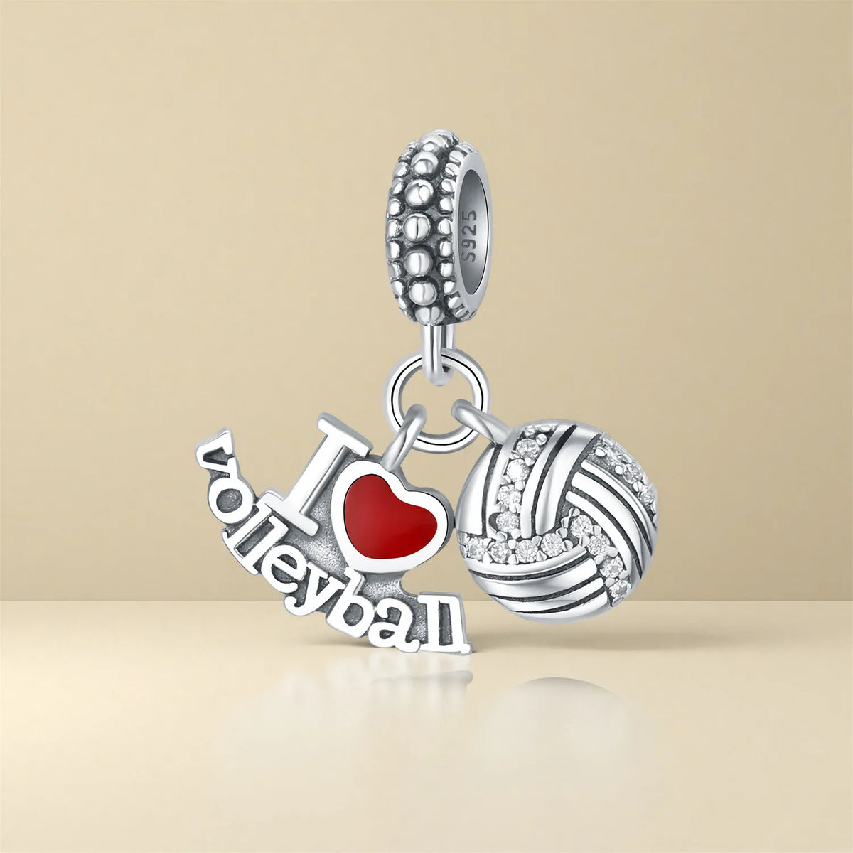 PANPOKI 925 Sterling Silver Volleyball Sport Pendant Beads Original Pendants Bracelet Charm Jewelry Party DIY Gifts