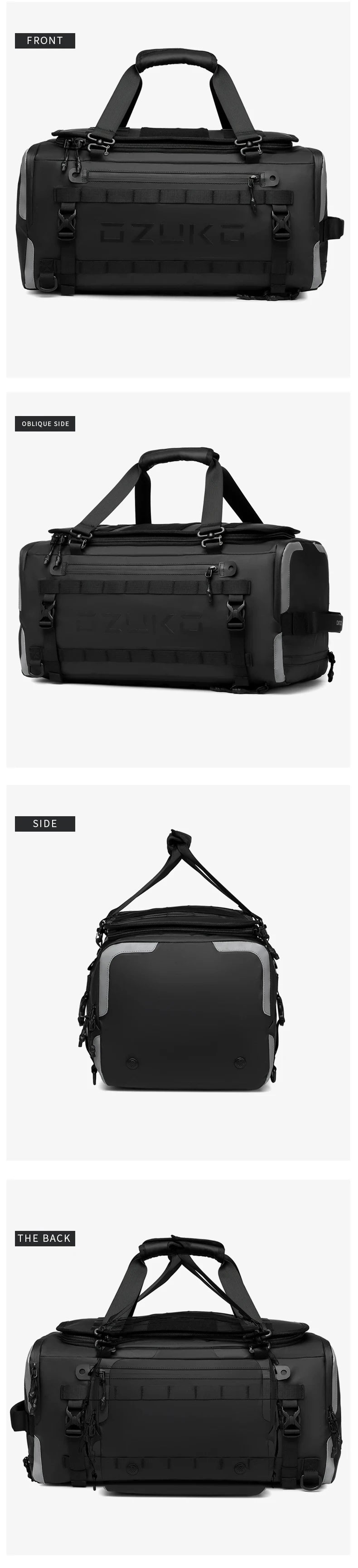 Ozuko suitcase organizer Men's Sports Fitness Dry and Wet Separation Travel Bag Short Business Trip Weekend Camping Backpack