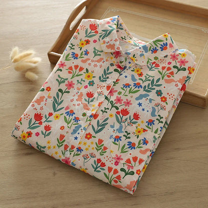 2026 Spring New Women Printed Shirts Long Sleeve Blouses Lazy Lady Tops Casual Female Clothes