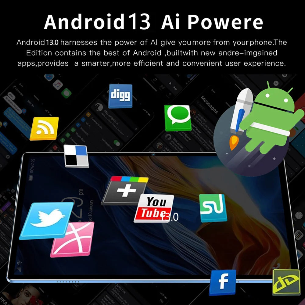 New 5G Pad 10.1 Inch Android Tablets Octa Core 8GB RAM 512GB ROM 4G LTE 5G WiFi Tablet Pc Double SIM Card HD Display 8000mAh