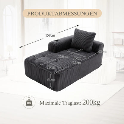 Compact Sofa Soft, Modular Sofa with Side Pocket and Beverage Holder, High Quality Comfort for Long Sitting, Incl. Pillows