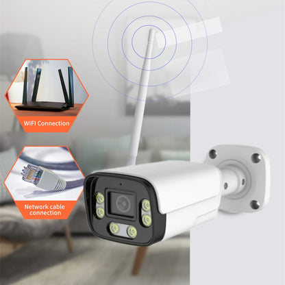 4MP Outdoor Security Wifi Camera AI 95ft NightColor Human Detection Bullet IP Camera With Two-Way Audio H.265+ Support MicroSD