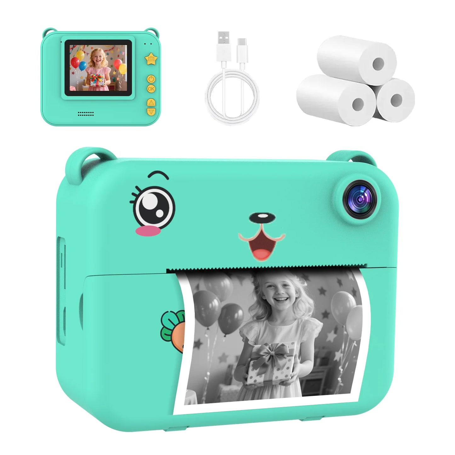 Digital Children Camera 1080P HD Video Recorder Mini Thermal Printer Educational Birthday Gift for Kids Instant Printing Camera