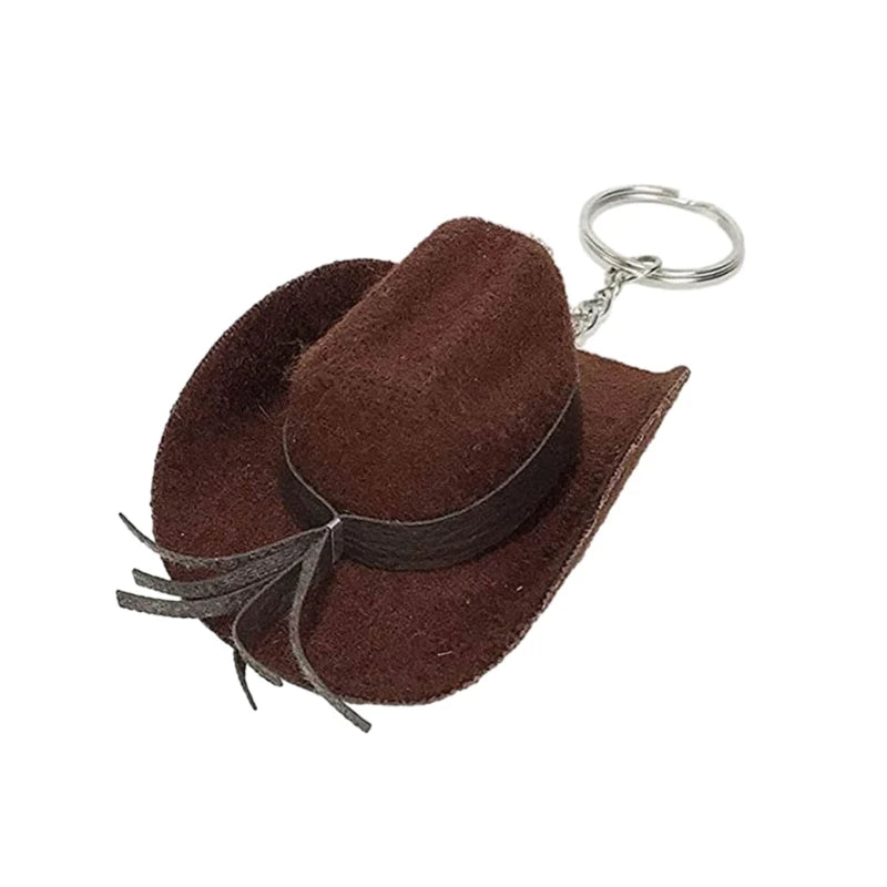 Cowboy Hat Keychain Sturdy and Fashionable Leather Cowboy Key Rings Accessory Drop Shipping