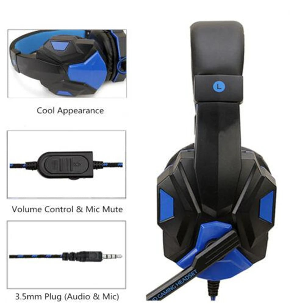 Headphones 3.5mm Wired Gaming Headset Earphones Music For Computer With Mic Headset Stereo Virtual Surround Bass LED Light Gamer