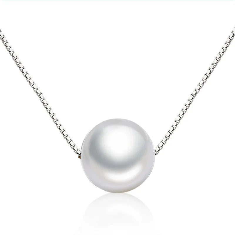 Exquisite Fashion 925 Sterling Silver Necklace Earrings Jewelry Set 10MM Pearl Accessories For Women Engagement Jewelry Gift