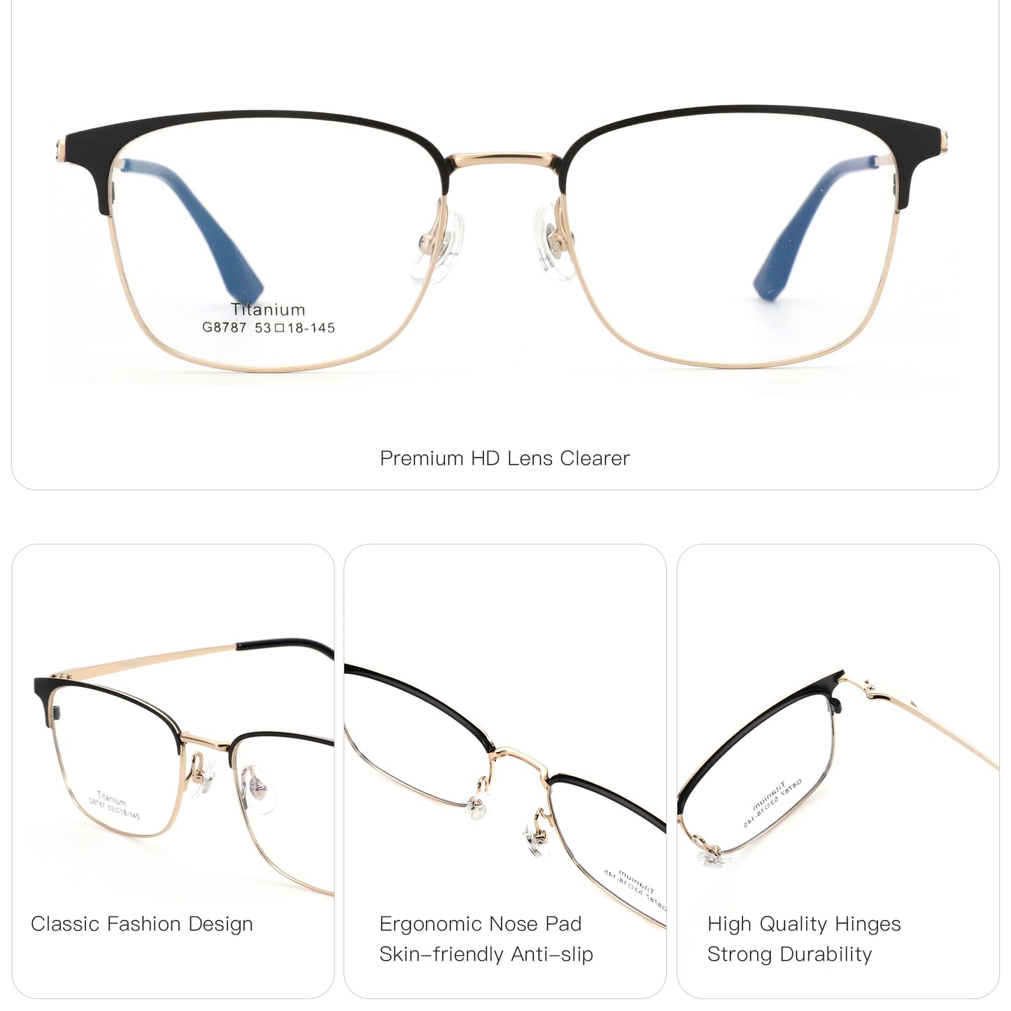 ZENOTTIC L Size Titanium Alloy Prescription Glasses Trend Square Unisex Anti Blue Light Progressive/Photochromic Optical Eyewear