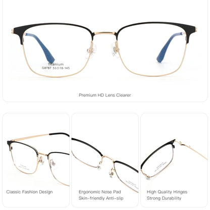 ZENOTTIC L Size Titanium Alloy Prescription Glasses Trend Square Unisex Anti Blue Light Progressive/Photochromic Optical Eyewear
