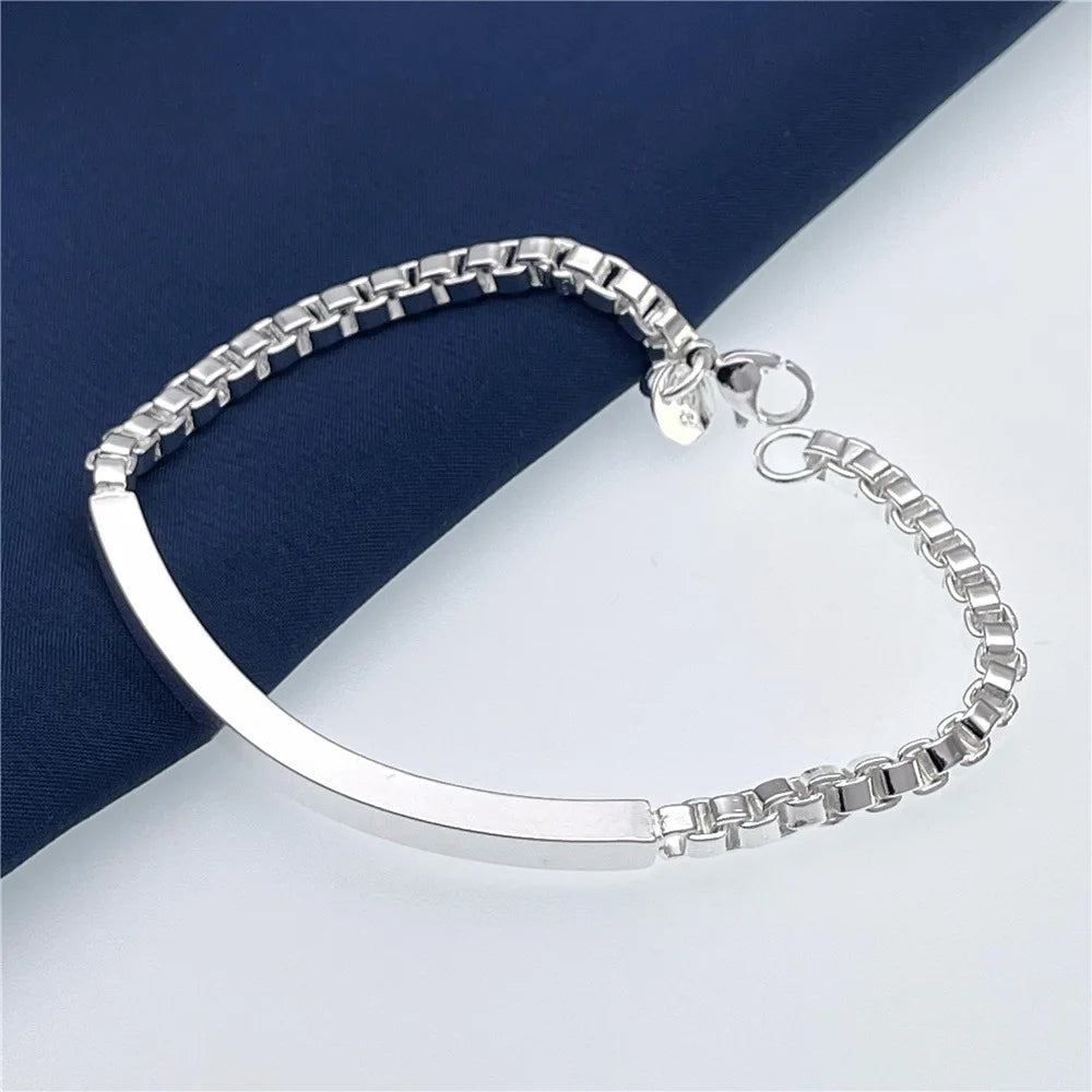 cute charms nice 925 sterling silver chain Bracelet for women lady men  Perfect Jewelry Gift for The Minimalist for Man Women