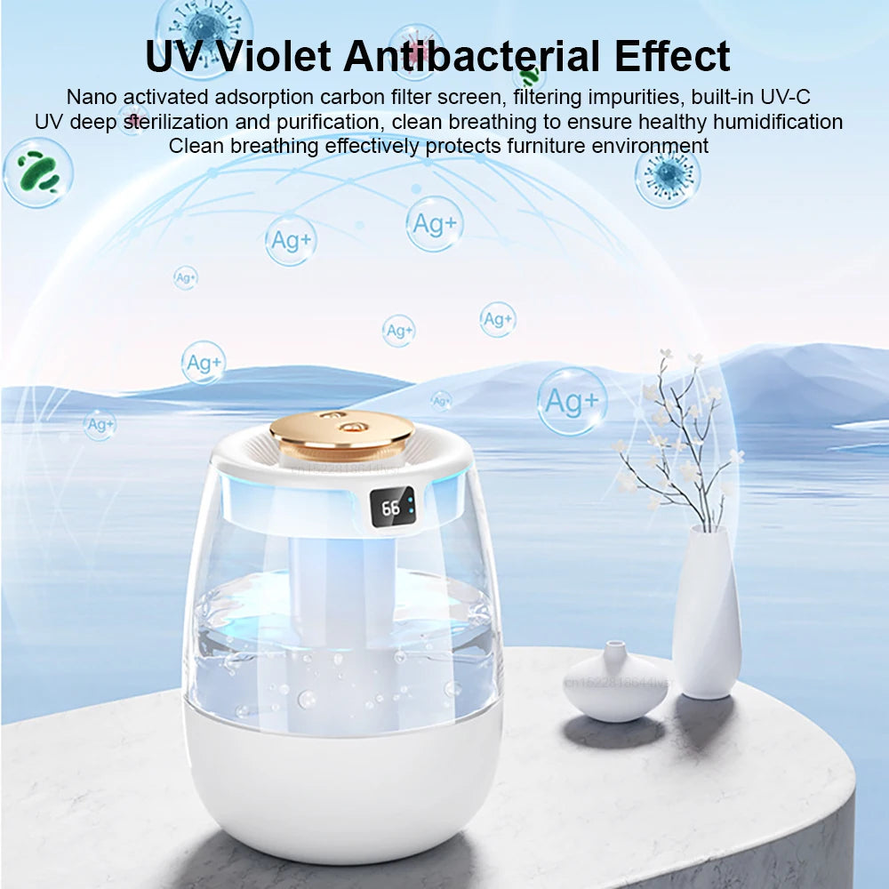 Air Humidifier Large Capacity Home Humidifier Professional Double Spray Port Mist Maker Mute Air Humidifier for Room with Light