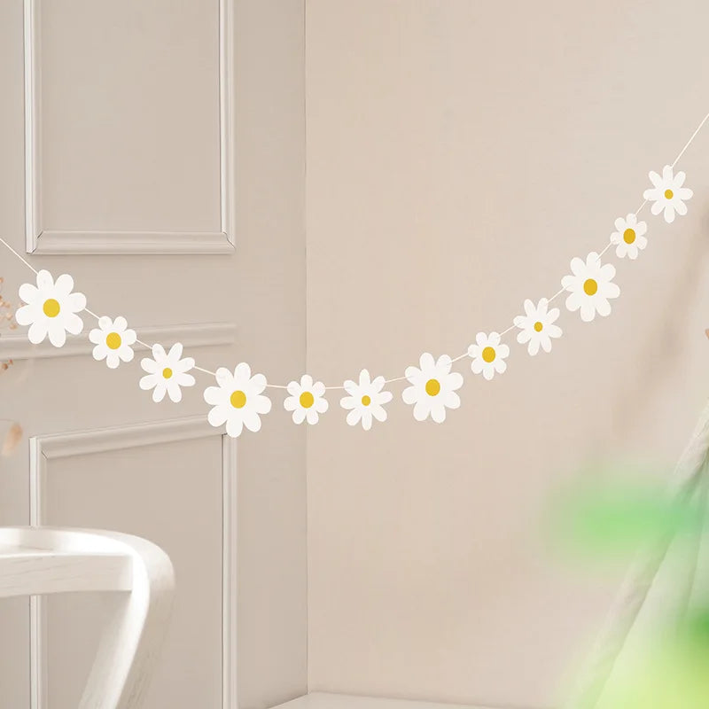 Rainbow Color Birthday Happy Party Banner Be Happy Hanging Banner Garland Daisy String Banner Wedding Banner Home Party Decor