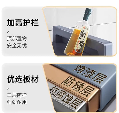Sideboard Cabinet Locker Kitchen Shelf Floor Multi-Layer Home Living Room Microwave Oven with Door Storage Cabinet