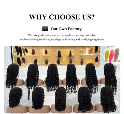 30 40 inch 250% 13x6 HD Lace Frontal Wig for Women 13x4 Front Deep Wave Kinky Curly Human Hair Dark Black Glueless Pre Plucked