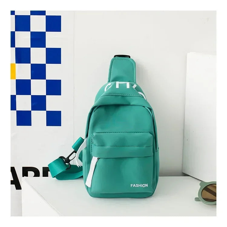 Cool kids bags for boys. Contrast color chest bag for little boys to go out Canvas messenger bag for coins
