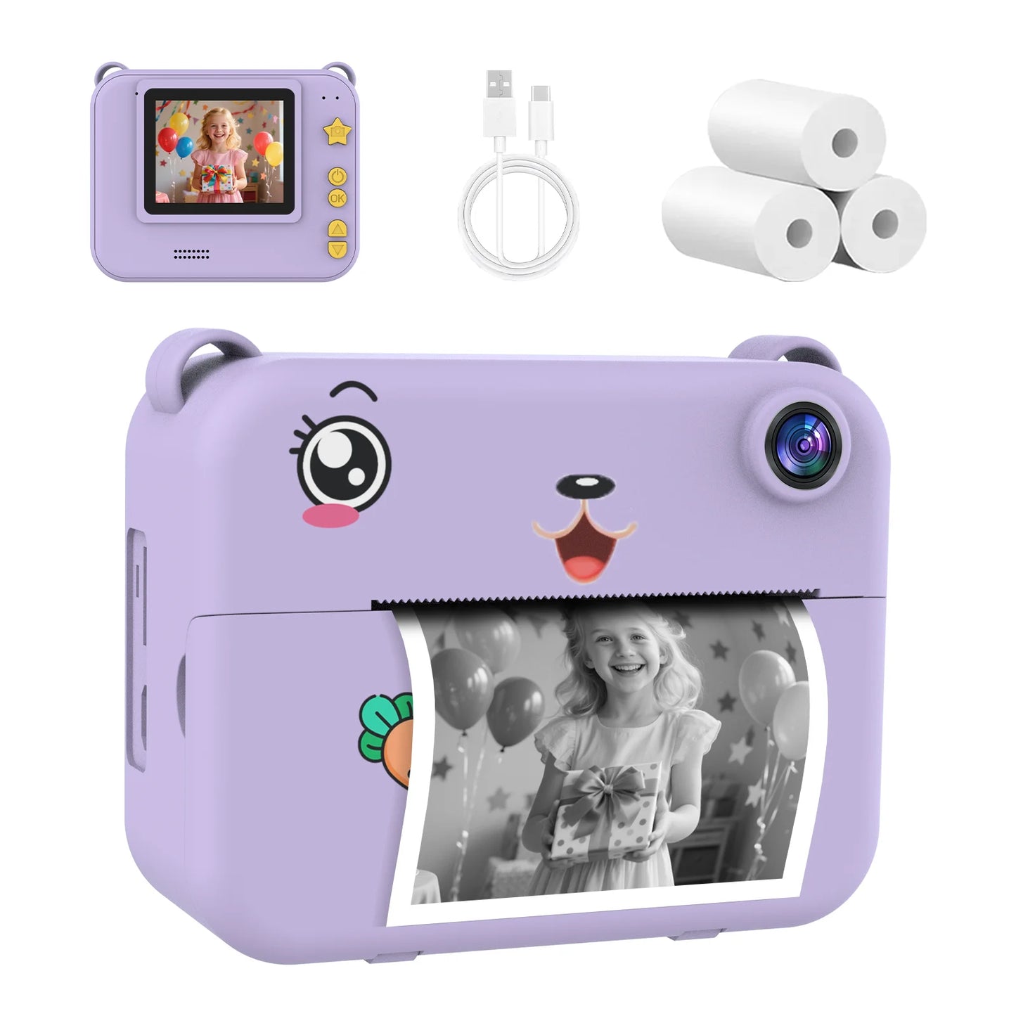 Digital Children Camera 1080P HD Video Recorder Mini Thermal Printer Educational Birthday Gift for Kids Instant Printing Camera