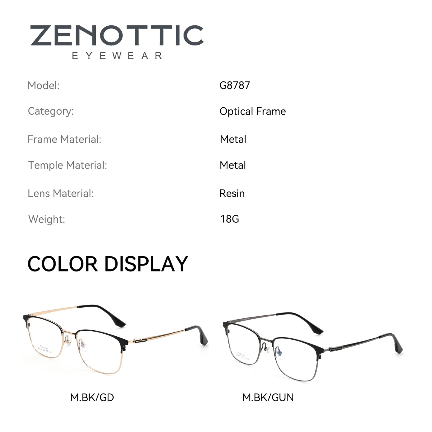ZENOTTIC L Size Titanium Alloy Prescription Glasses Trend Square Unisex Anti Blue Light Progressive/Photochromic Optical Eyewear