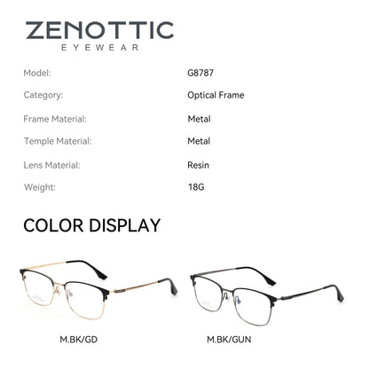 ZENOTTIC L Size Titanium Alloy Prescription Glasses Trend Square Unisex Anti Blue Light Progressive/Photochromic Optical Eyewear