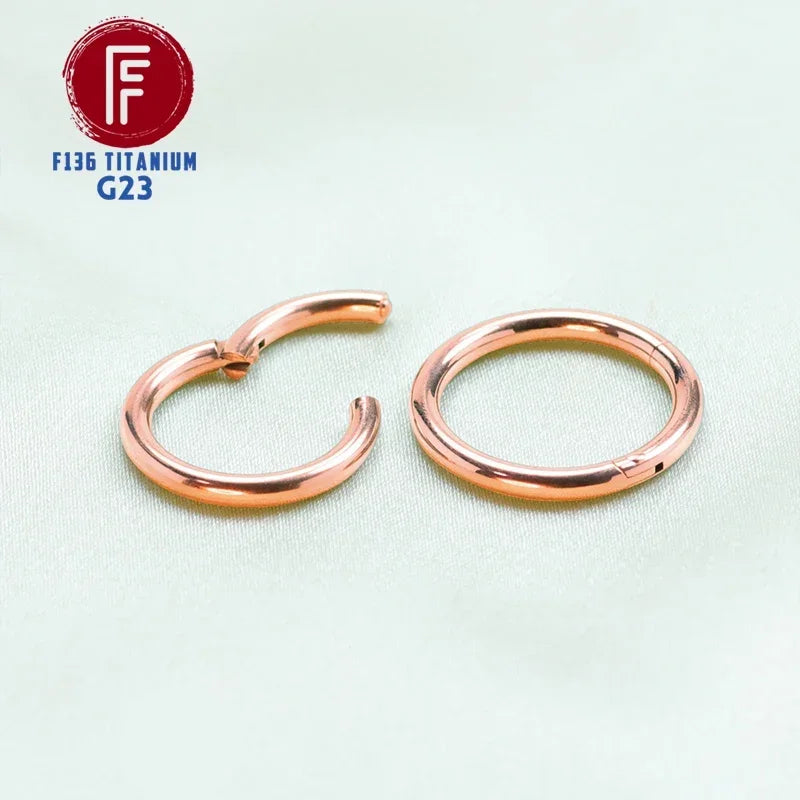 F136 Titanium Clicker 1.2mm and 2.0mm Thick Nose Ring Piercings Tragus Hinged Segment Cartilage Spiral Earring Septum Jewelry