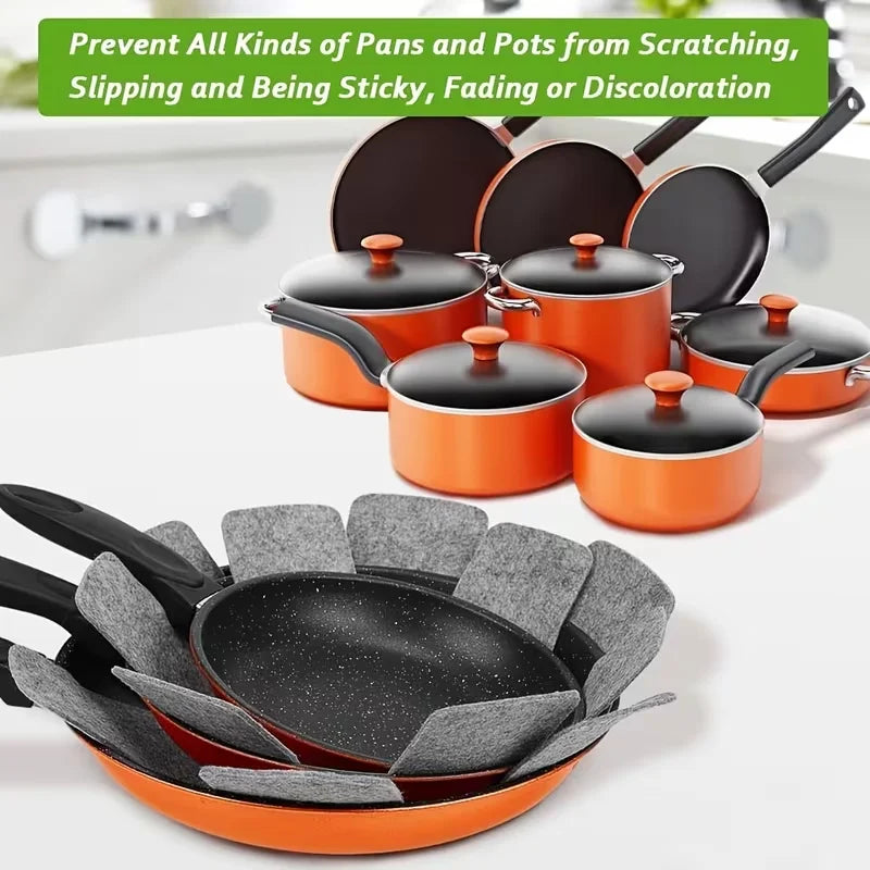 5PCS Pot and Pan Protectors Pot Dividers Pad Non-woven 3 Sizes Pans Separator Pads for Protecting Separators Pads Cookware