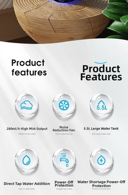 6.5L Large Capacity Humidifier – Ultrasonic Cool Mist for Home/Office,Quiet Operation, Anti-Static &amp; Dry Air Relief, Adjustable