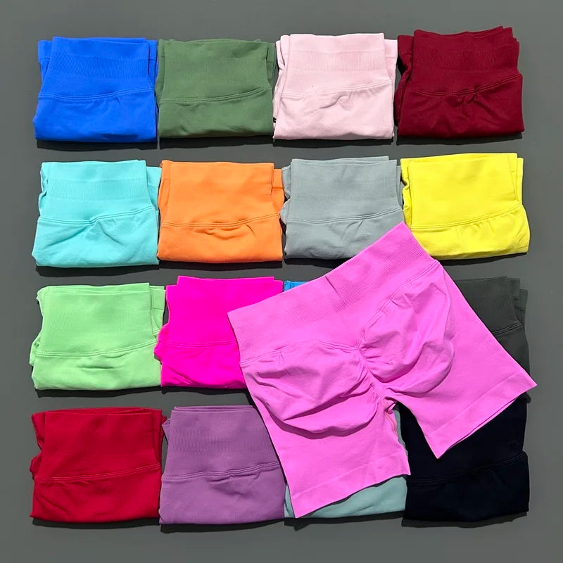 HISTELLO Women Sports Impact Shorts Seamless Low Waist Scrunch Bum Butt Lifting Stretch Gym Yoga Workout Fitness Short Leggings