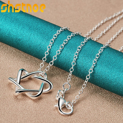 New 16-30 Inch O-Chain 925 Sterling Silver Hexagram Pendant Necklace For Women Bridal Wedding Accessories Birthday Charm Jewelry