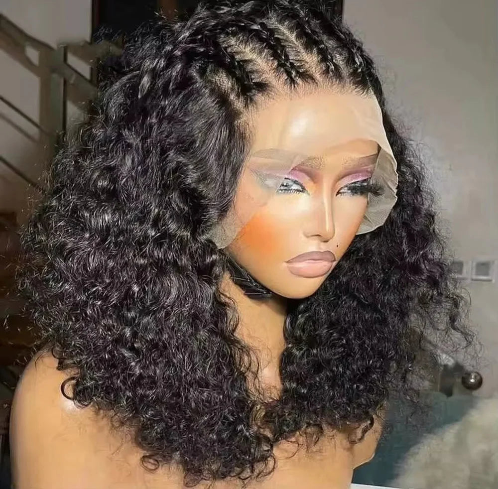 Deep Water Wave Human Hair Wig For Women Raw Indian Hair 13X4 Hd Transparent Lace Frontal Wig 16 18Inch Natural Color 250%