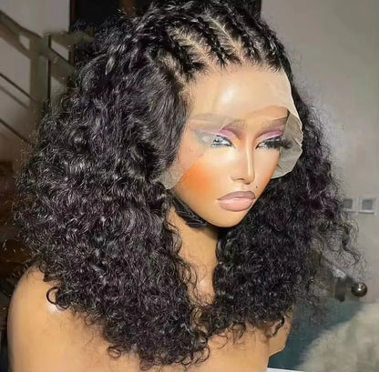 Deep Water Wave Human Hair Wig For Women Raw Indian Hair 13X4 Hd Transparent Lace Frontal Wig 16 18Inch Natural Color 250%