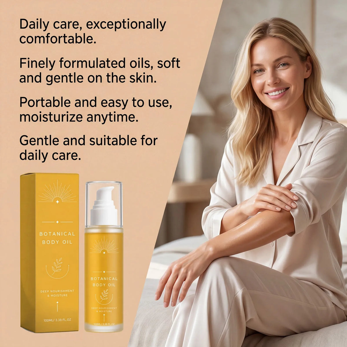 Body Oil Deep Nourishment Moisturizing  Oil Smooth Skin All Season Body Care Non Greasy Fast Absorbing Daily Hydration 100ml