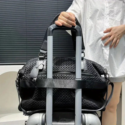 Women's travel bag simple leisure vacation large bag waterproof nylon mesh shoulder messenger bag