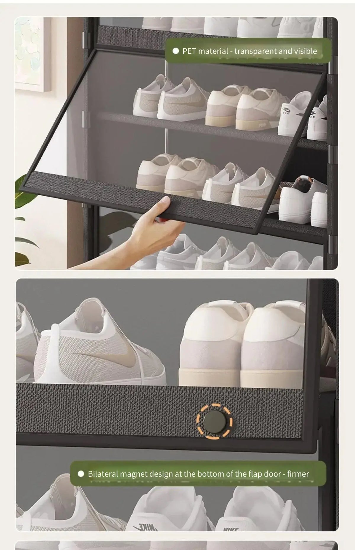 Shoe Rack Multilayer Shoe Cabinet Dustproof Transparent Design Small Spaces Spacious Storage Organizer Shelf for Shoes Storage