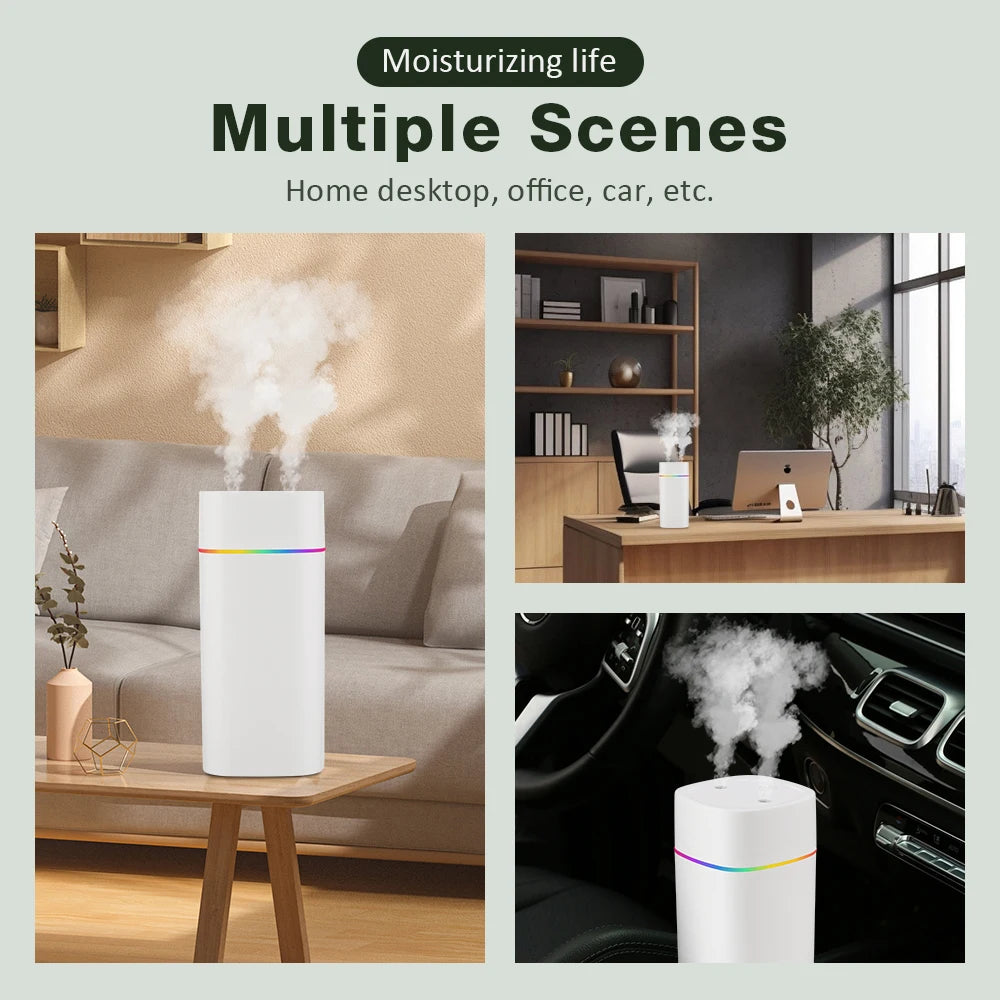 600ML Air Humidifier USB Charging Essential Oil Purifier Aroma Diffuser Aromatherapy Mist Maker Lights for Home Office Car