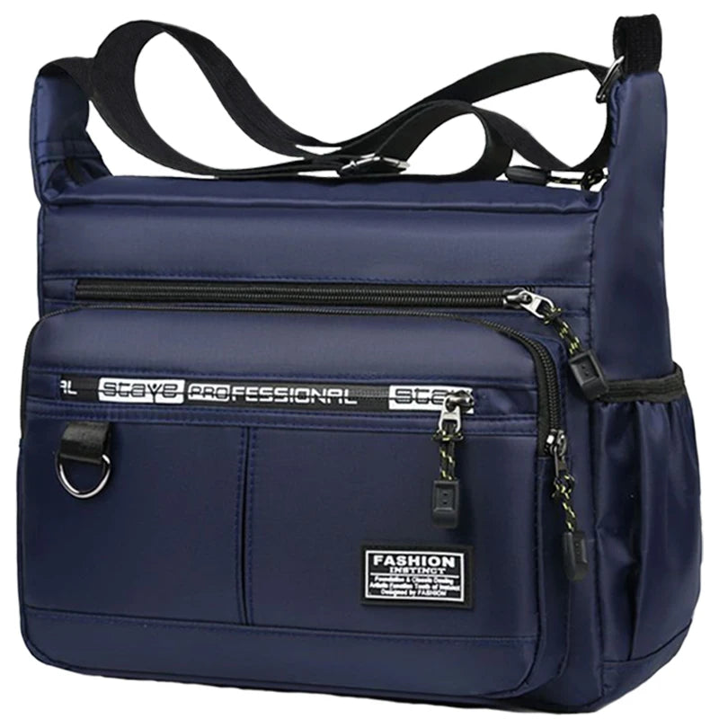 Men's cross-body bag with multi-layered pockets, adjustable shoulder strap, business single-shoulder bag