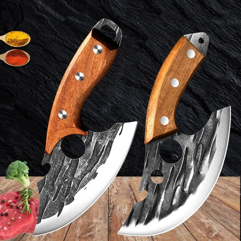Forged Meat Cleaver Kitchen Chef Knife Fishing Boning Fruit Cutting Knife BBQ Butcher Portable Utility Knife Can Opener