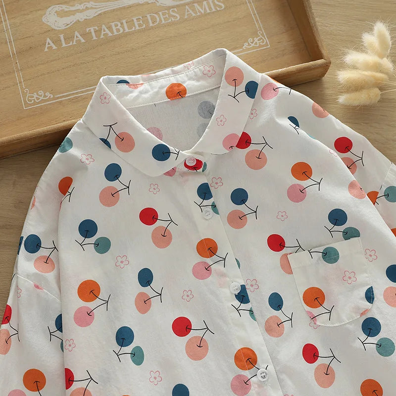 2026 Spring New Women Printed Shirts Long Sleeve Blouses Lazy Lady Tops Casual Female Clothes
