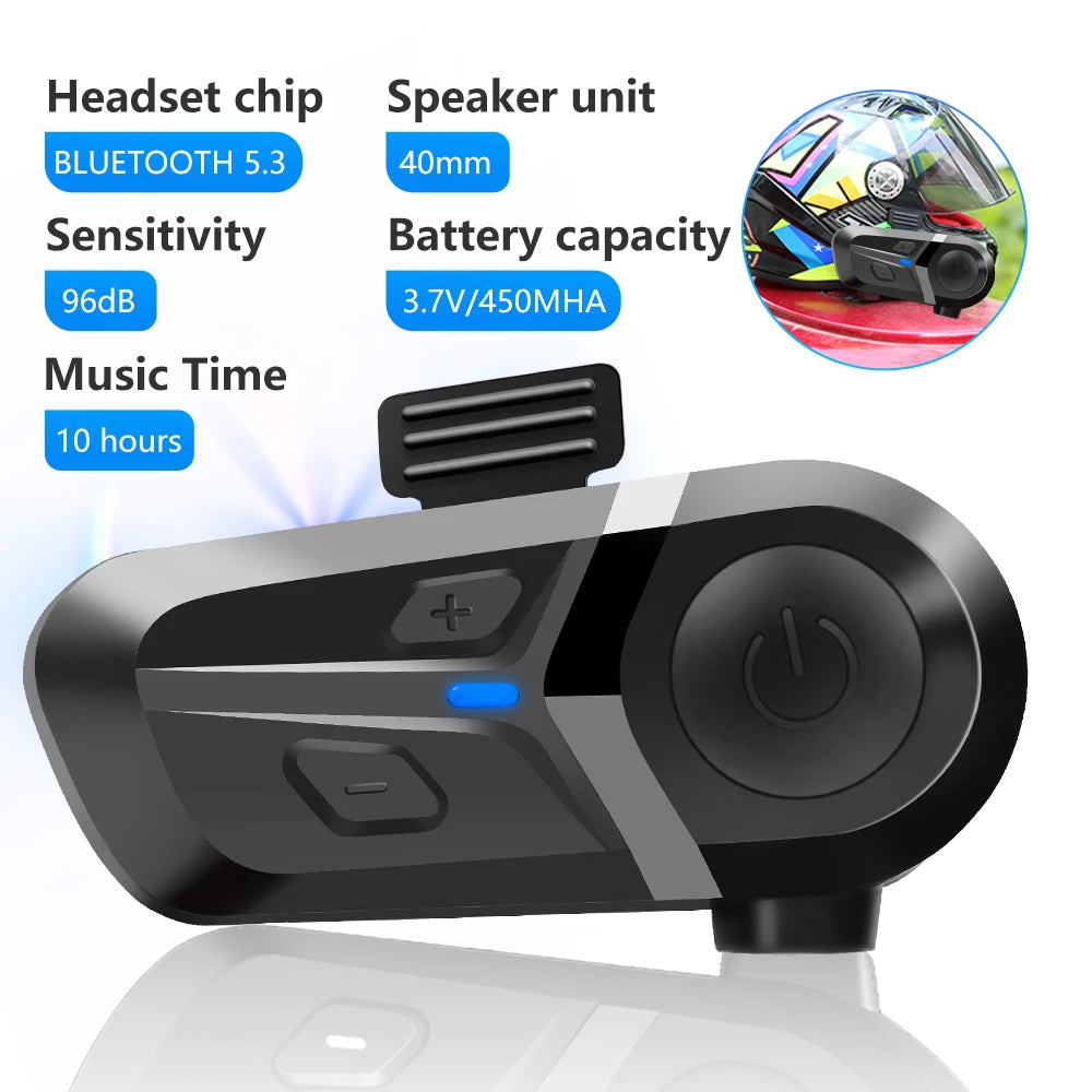 Bluetooth 5.3 Motorcycle Helmet Headset, Waterproof Wireless Earphones With Hands-Free Calls product overview
