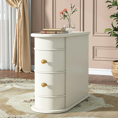 Tribesigns End Table Round Solid Wood Sofa Bedside Narrow Bedroom Side Table Nightstand with Drawer