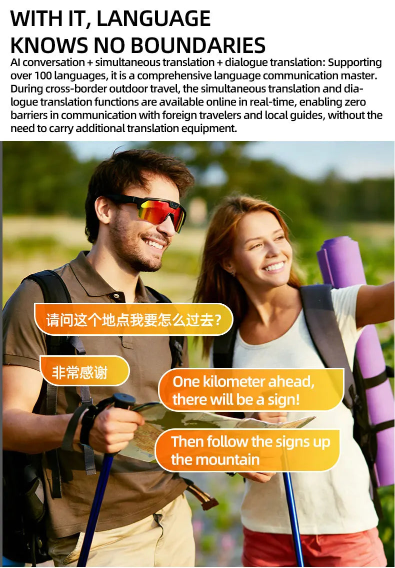 2026 New AI Smart Sports shooting&amp;recording Glasses 800W Camera HD Anti-shake Bicycle Riding Shooting Artifact Windproof Goggles