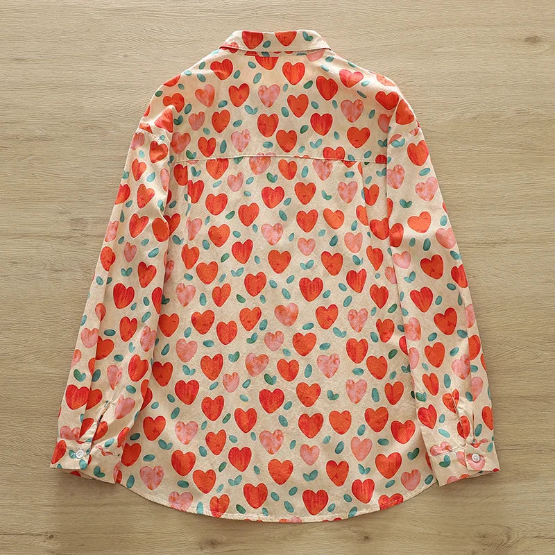 2026 Spring New Women Printed Shirts Long Sleeve Blouses Lazy Lady Tops Casual Female Clothes