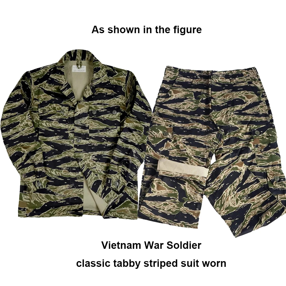 Tiger Jacket Vietnam Suit Tabby Striped Top and Pants Replica World War II Equipment Casual Training Suit WW2