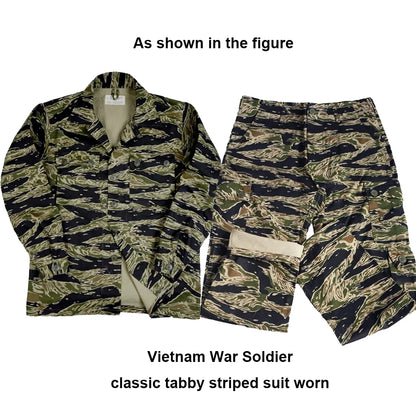 Tiger Jacket Vietnam Suit Tabby Striped Top and Pants Replica World War II Equipment Casual Training Suit WW2