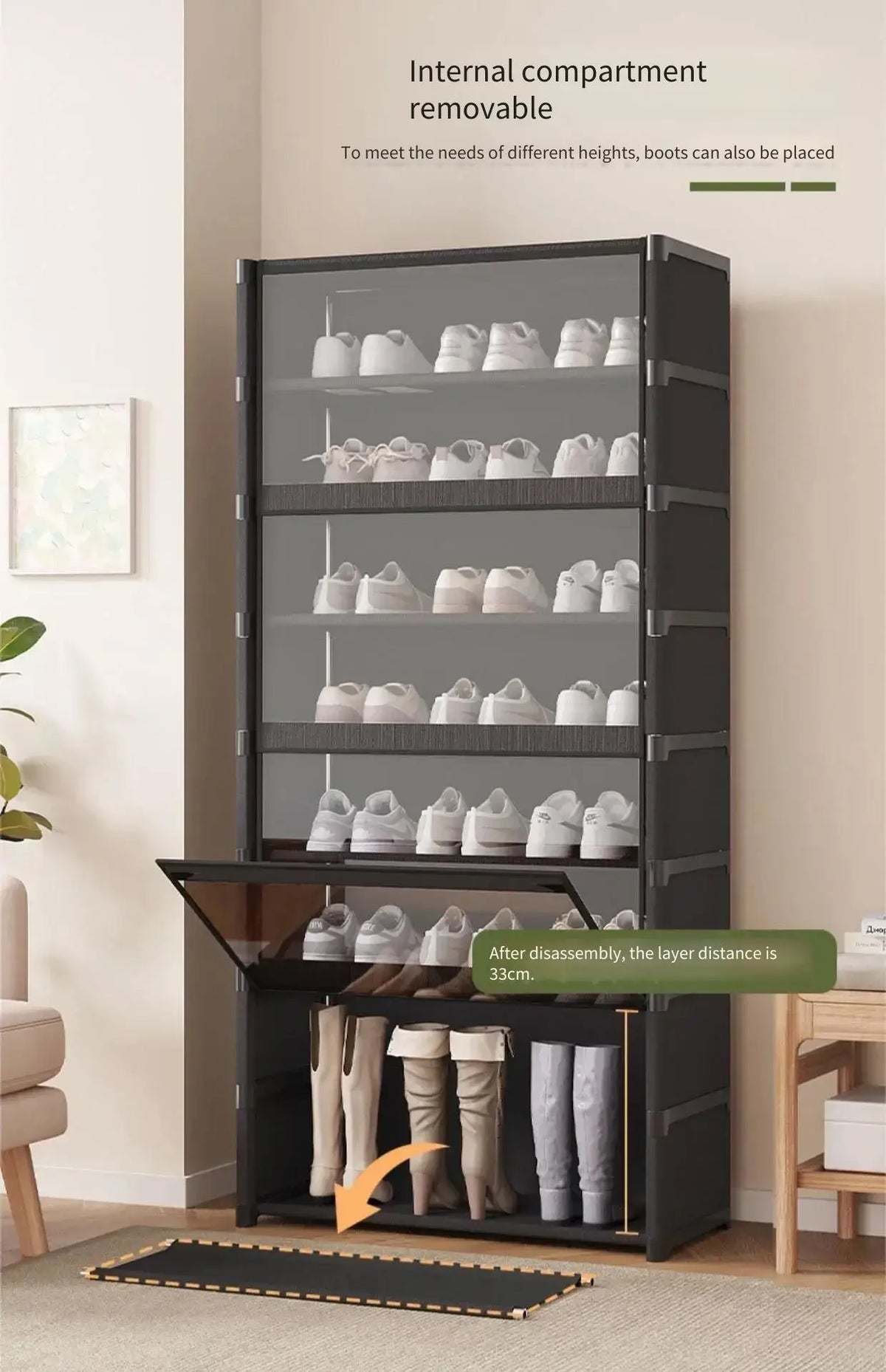 Shoe Rack Multilayer Shoe Cabinet Dustproof Transparent Design Small Spaces Spacious Storage Organizer Shelf for Shoes Storage