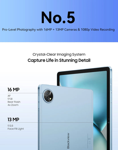 Blackview ZENO 10 5G AI Tablet,T8200 Ocat Core,11" FHD+ 90Hz Display, Smart tablets android 15 Pad PC With Bluetooth планшет