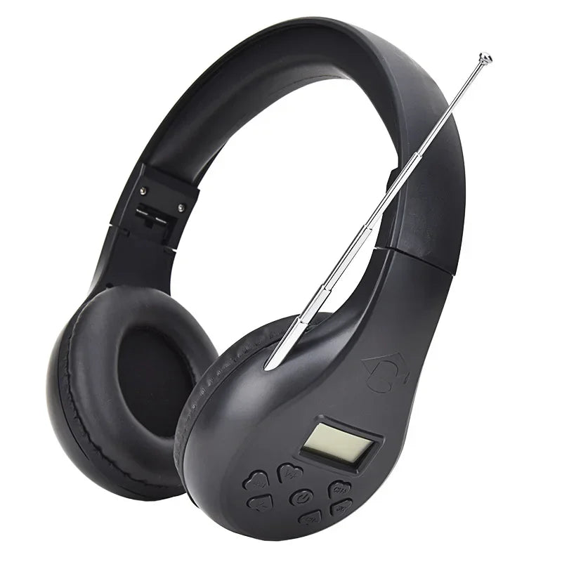 Head-mounted Headset FM Radio Headphone Stereo Headset Wireless Digital Display Headset Portable Walking Radio Receiver Earphone