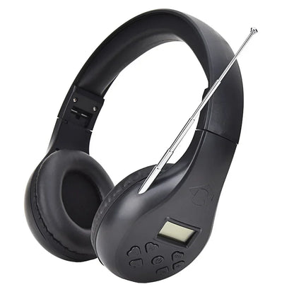Head-mounted Headset FM Radio Headphone Stereo Headset Wireless Digital Display Headset Portable Walking Radio Receiver Earphone