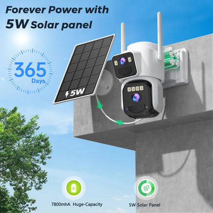 8MP Solar Wifi Camera PTZ Built-in 7800mAh Battery Outdoor 4K Human Detection Dual Screen CCTV Surveillance Camera O-Kam Pro APP