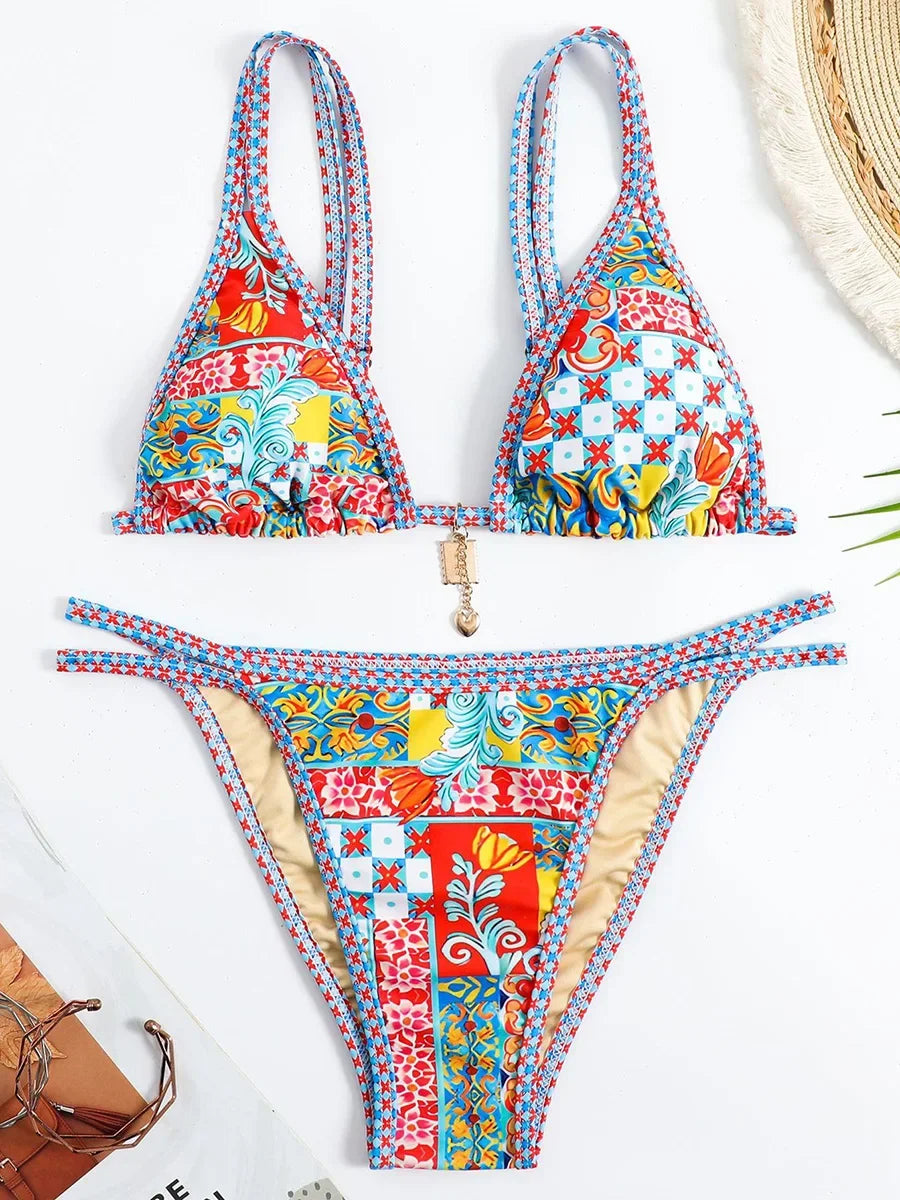Floral Printed Bikinis 2026 Brazilian Bikini Women Swimwear Female Swimsuit Two-pieces Bikini Set Bathing Suit Swim Beach Wear