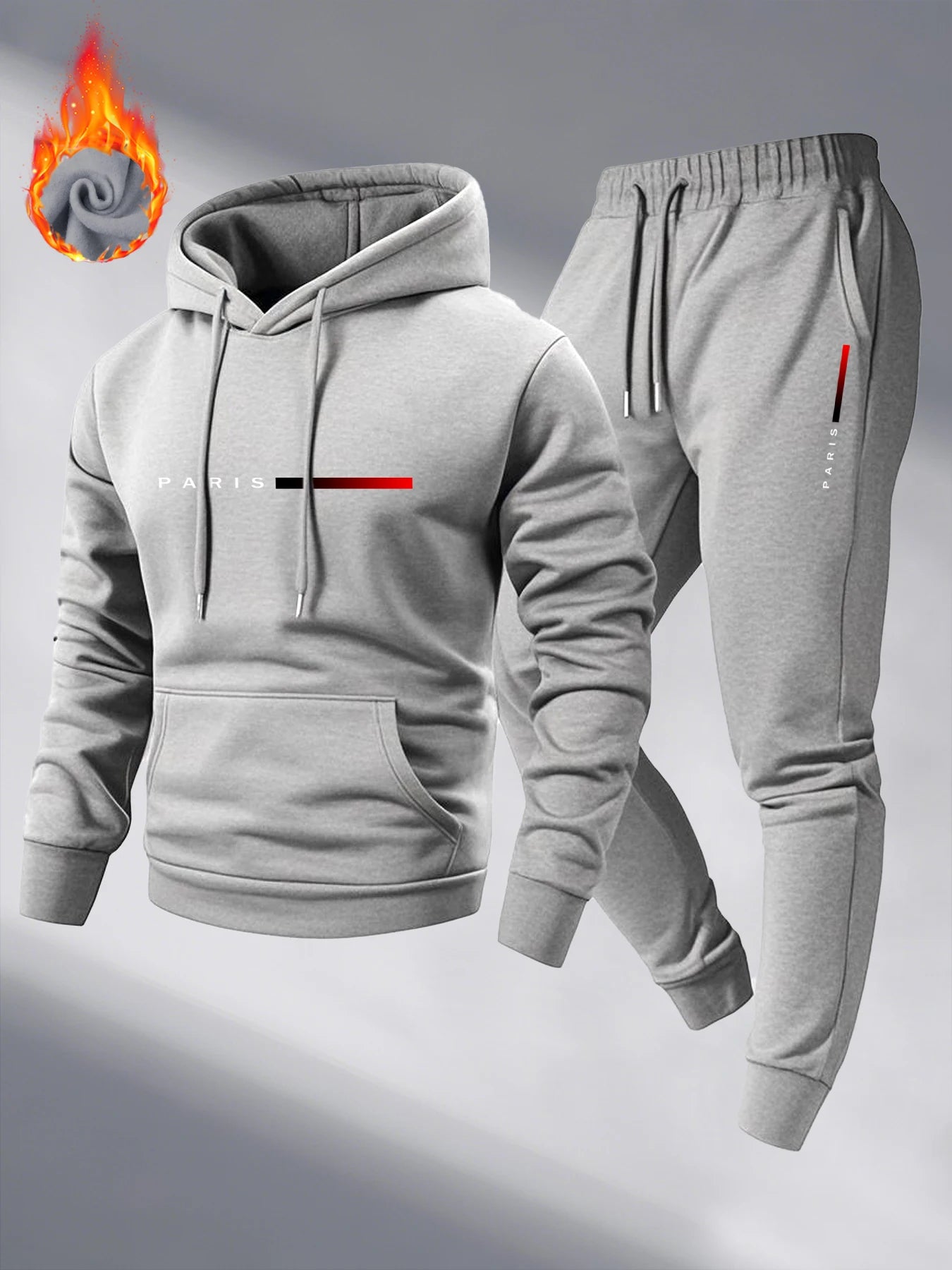 Paris Print Fashion Men's Hooded Tracksuit 2pcs Set High Quality Male Daily Casual Sports Jogging Home Outdoor Hoodie Outftis