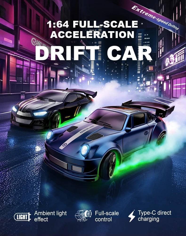 1:64 Mini desktop remote control car rc Professional four-wheel drive drift racing car Electric pocket car Children's toy